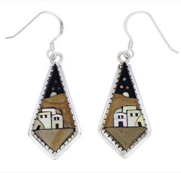 Native American Pueblo Village Design Multicolor Earrings FX31333